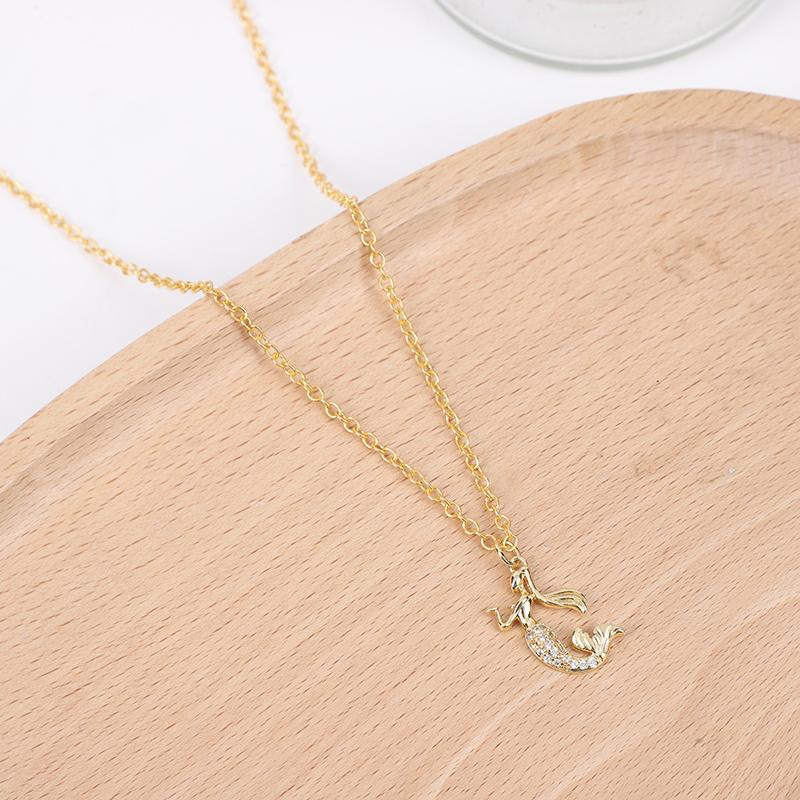 Модное и персонализированное женское колье-подвеска с инкрустацией цирконием, подвеска в виде животного, ожерелье-русалка