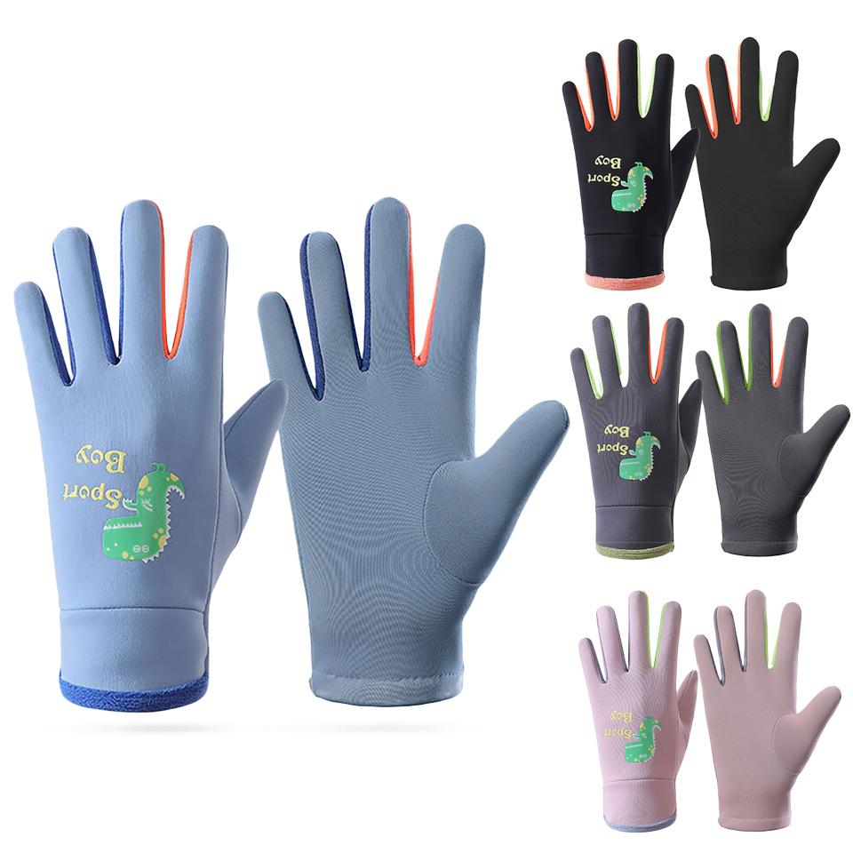 1Pair New Style Children's Gloves Skin-Friendly And Warm Silicone Luminous Cartoon Dinosaur Water-Resistant Fabric Unisex