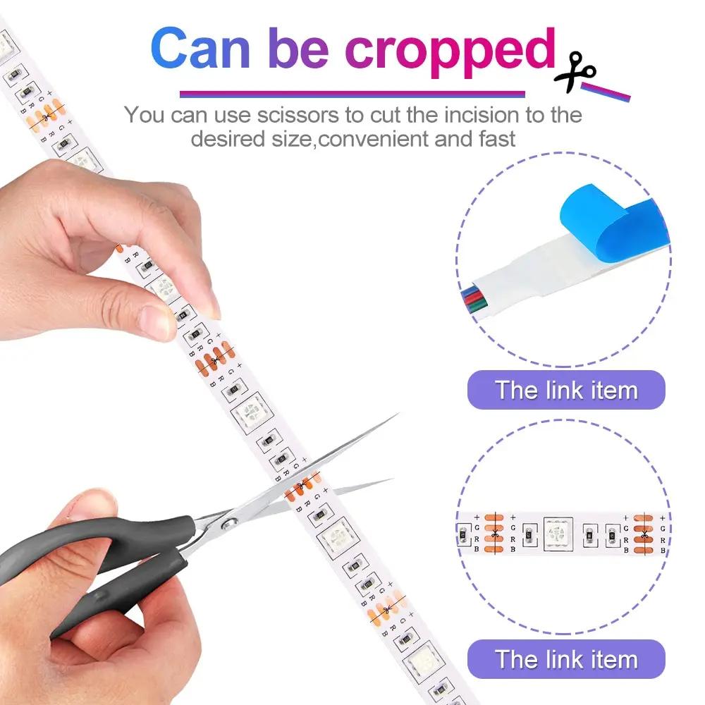 Светодиодные ленты 1M-15M RGB с Bluetooth управлением через приложение, умные светодиодные ленты 5050SMD для украшения гостиной и вечеринок