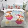 Kids Cartoon Fox Duvet Cover Microfiber Bedding Set Lovely Animal Theme Comforter Cover King For Kids Adults Girls Bedroom Decor