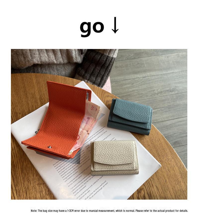 Миниатюрный женский кожаный кошелек тройного сложения с защитой от кражи RFID, отделением для монет и держателем для карт