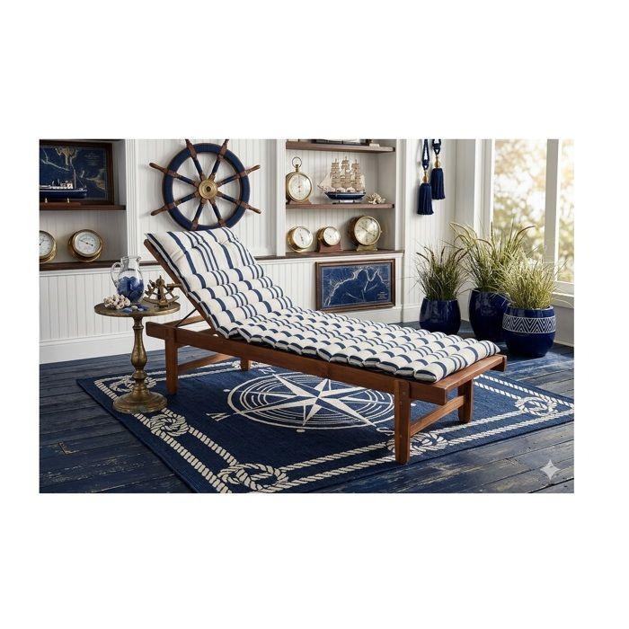 Coussin de sol ou Bain de soleil Rayure marine 60 x 180cm
