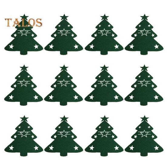 12Pcs Christmas Tableware Holder Flatware Bag Xmas Tree Cutlery Pockets Dinner Knife Fork Covers for Holiday Home Party Decorations