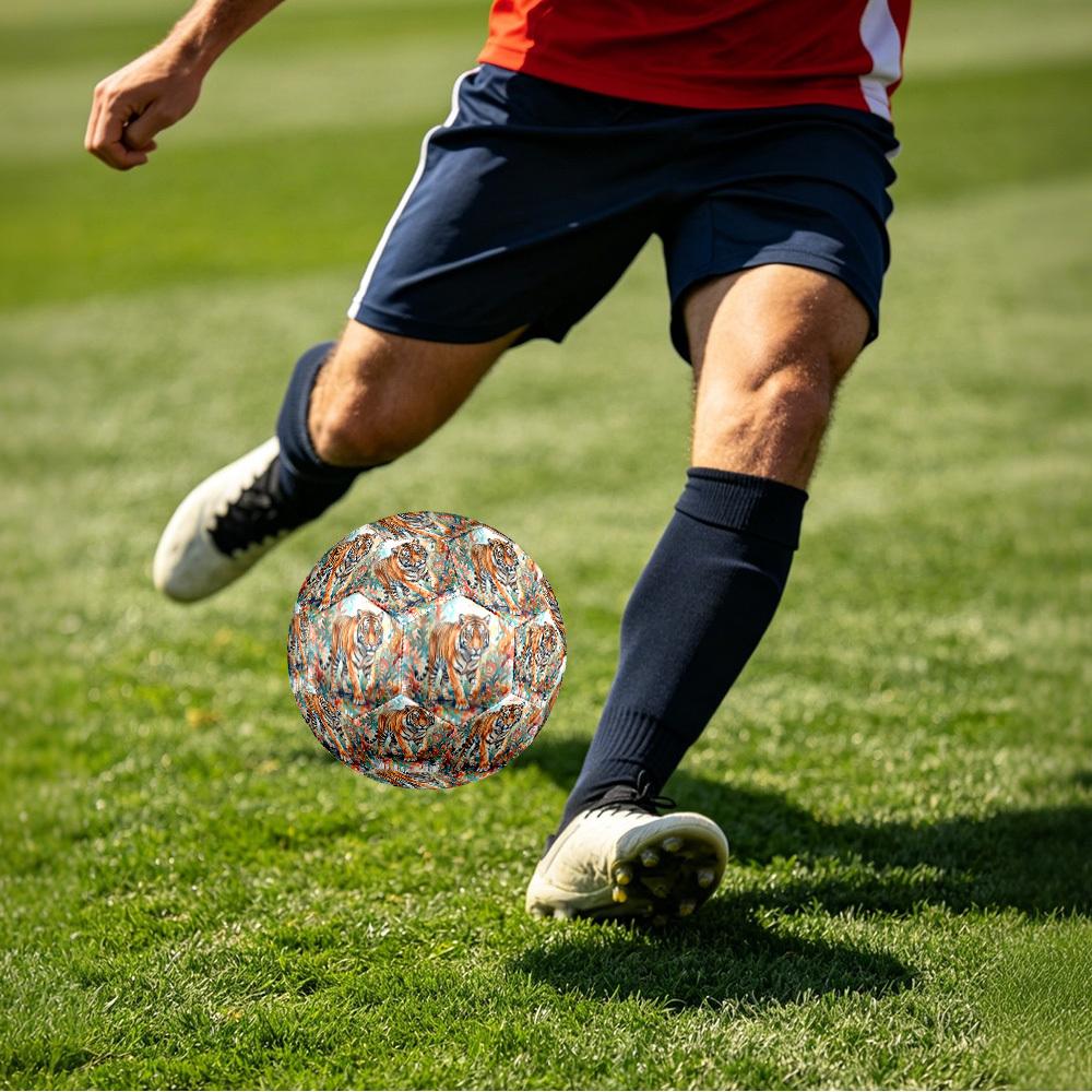 1pc Tiger Watercolor Art Theme Soccer Ball Football, Size 5, Lightweight PVC, Outdoor Training Soccer Ball,Sports Gift t61421