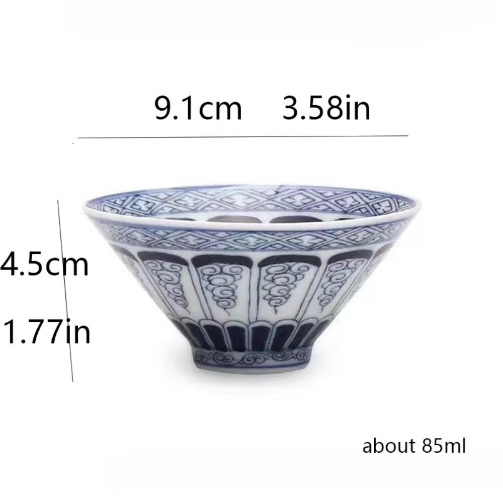 Blue&White Porcelain Tea Cup-Antique Scrolling Floral Master Cup,Chinese Gongfu Tea Ceremony Set,Premium Hand-Painted Ceramics