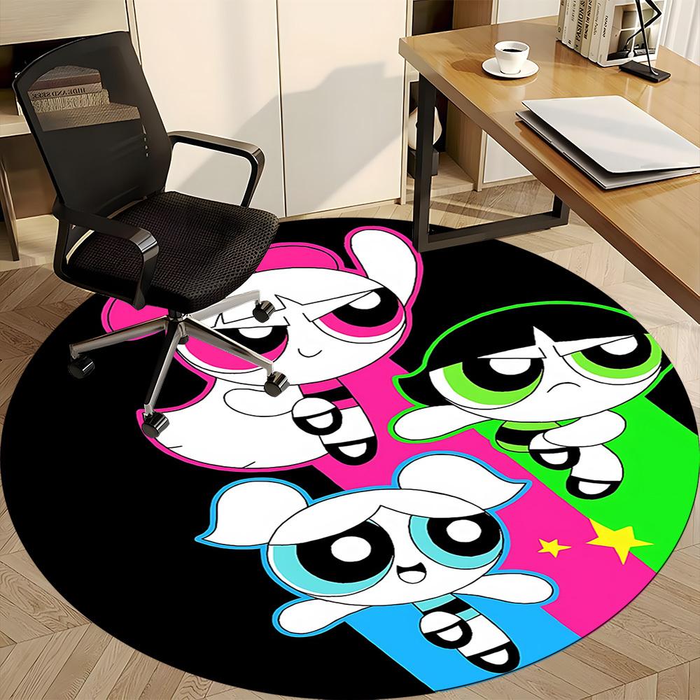 1pc Powerpuff Girls Office Round Area Rug, Under Office Chairs Bedroom Living Room Home Decor, Room Decoa1022209
