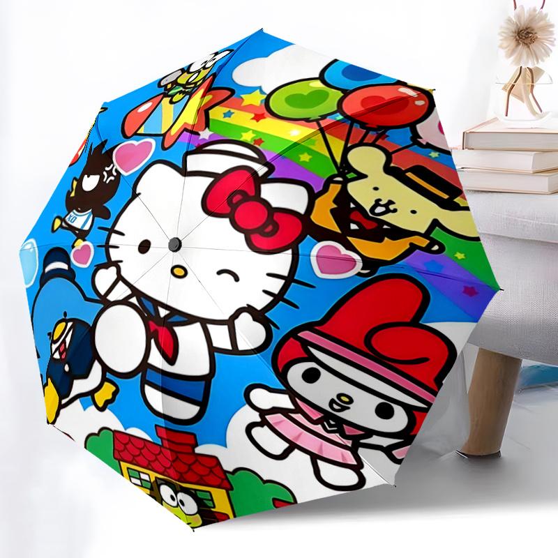 1pc Hello Kitty Friends Automatic Opening Folding Umbrella with 8-Bone Iron Frame - Portable Design for Outdoor Use, Perfect Gift for Fans, Travelers,