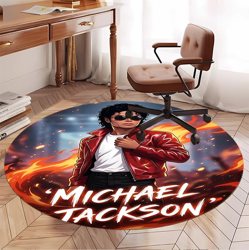 Michael Jackson Pattern Round Rug, Indoor/Outdoor Mat, for Picnic, Gameroom, Bedroom, Office, Living Room, Home Decor Carpet, Birthday Gift