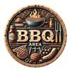 Vintage Metal Wall Art 8 Inch Round Aluminum Grill Sign for Outdoor Patio Garden Garage Decoration
