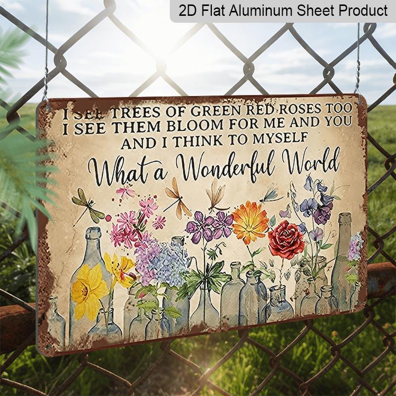2D Flat 1pc Vintage Metal Sign, Featuring A Dragonfly and A Vibrant Floral Design, Vintage Aluminum Sign, Perfect for Decorating Homes, Cafes