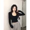 Women S Slim Fit Short Long Sleeve U Neck White T Shirt
