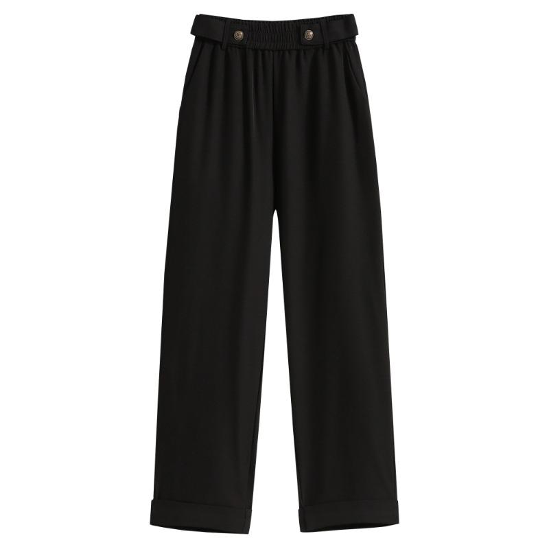 DIMANAF 2024, весенние длинные брюки больших размеров, женские эластичные повседневные свободные шаровары на пуговицах с высокой талией, однотонные свободные базовые брюки, широкие брюки 5XL