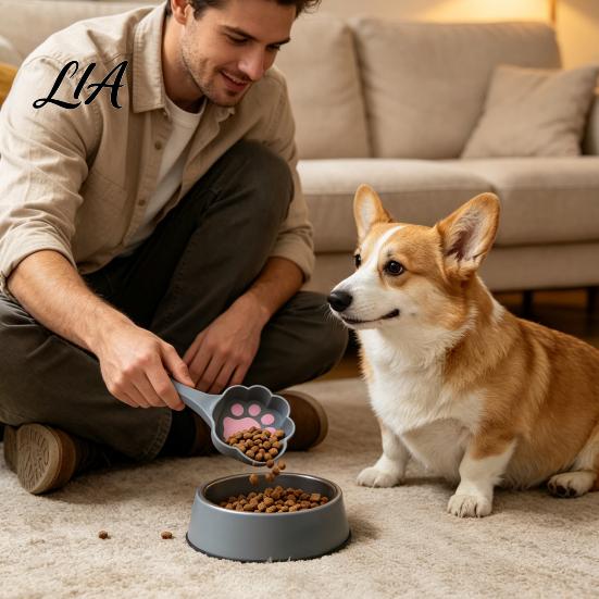 Easy to Clean Pet Spoon 3D Printed Cute Paw Print Food Scoop, Measuring for Cats Cat Shaped Scoop & Dogs, Precise Portion Control Feeding Scooper,