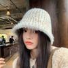 Winter Plush Pot Hat Korean Version Versatile Face Show Small Fisherman's Hat Anti Cold Warm Ear Protection Knitted Wool Hat for Children