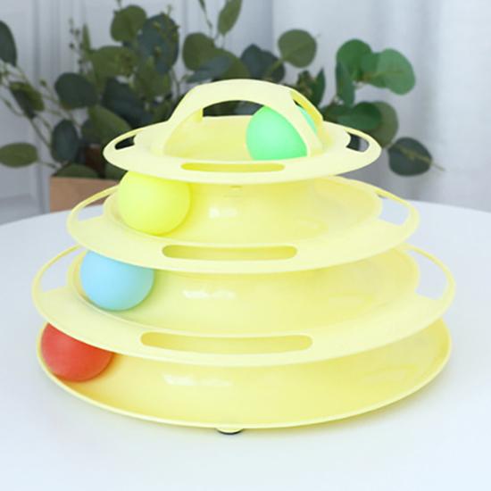 Qsezeny 4 уровня игрушка для домашних животных, обучающая игрушка для кошек, игровая тарелка, треки для башни с котятами, диск, развивающий кошачий интеллект, тройной диск, тумблер