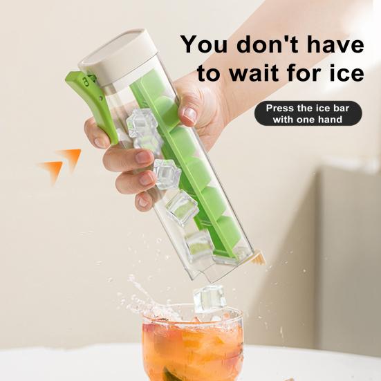 Ice Mold with Removable Lid Easy Release Effortless Ice Cube Pressing Tray One-Handed Operation Square Ice Maker for Kitchen Organization