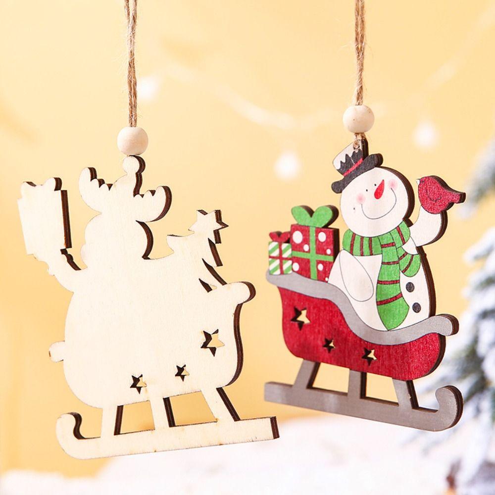 Sleigh Old Man Handmade Christmas Tree Pendant Christmas Snowman Pendant Xmas New Year Decor