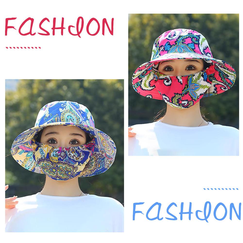 Летняя уличная шляпа с цветочным узором и защитой от ультрафиолета, модная пылезащитная шляпа, защитная шея, рыболовная шляпа, кепка для сбора чая