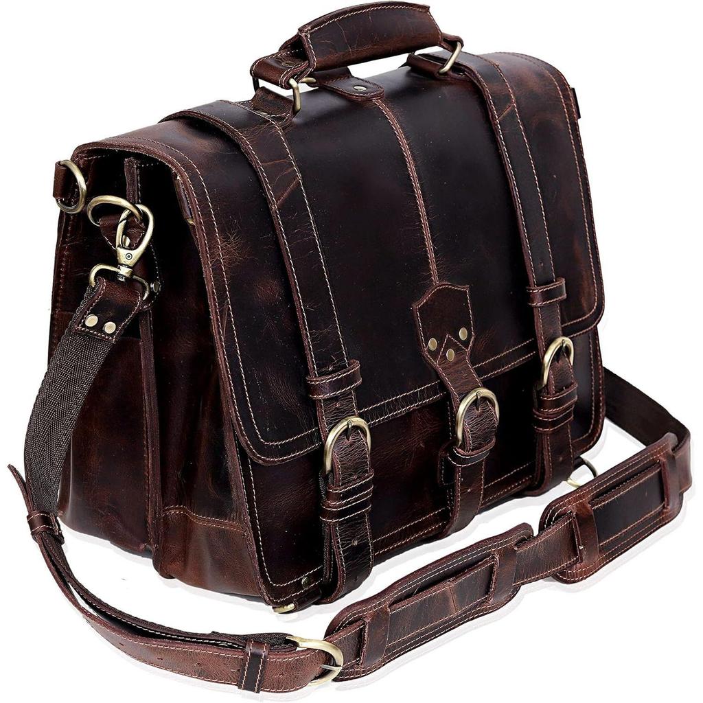 Leather Briefcase Laptop Messenger Bags for Men and Women Best Office College Briefcase Shoulder Bag