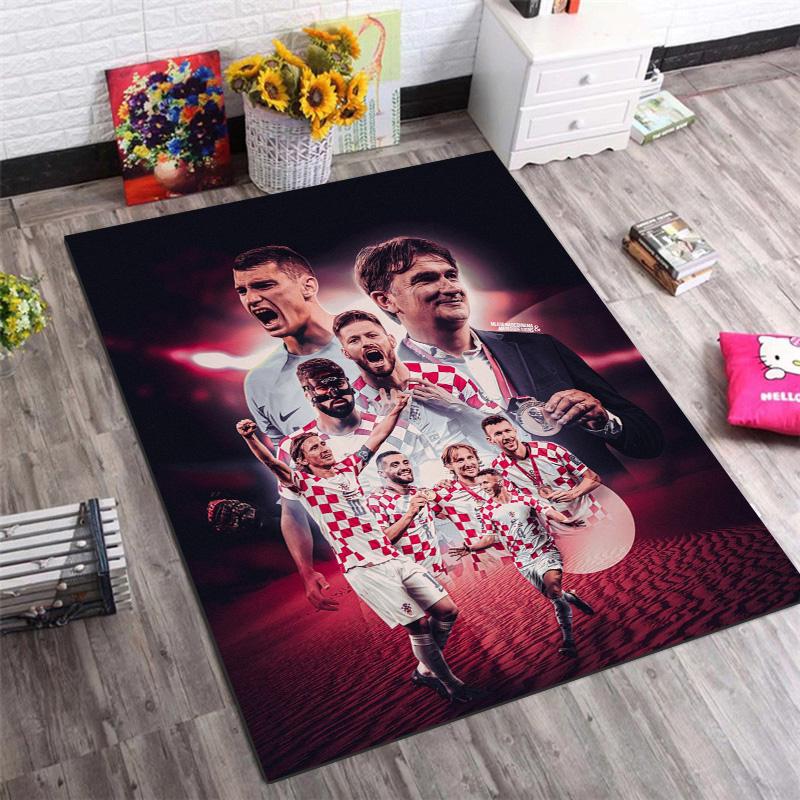 Croatia National Football Team Players Poster Print Rug, Non Slip Floor Mat for Bedroom Living Room Fan Home Decor Gift