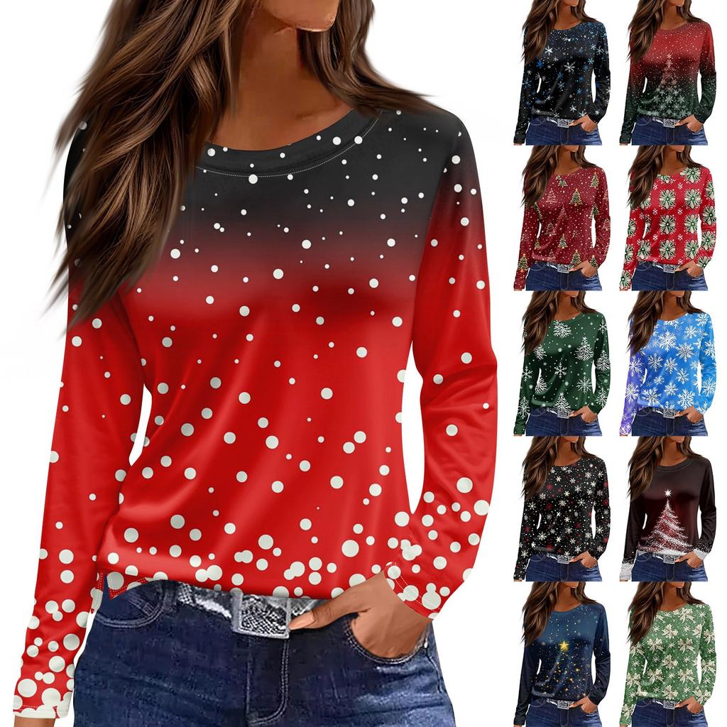 Женская модная повседневная футболка с круглым вырезом и разрезом по низу, длинный рукав, свободный принт