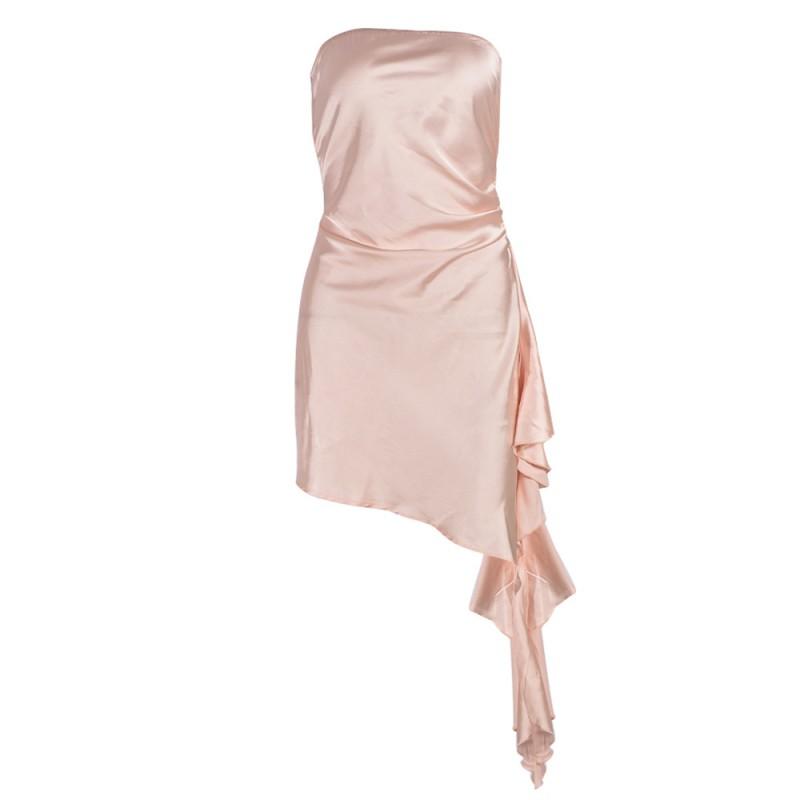 9952 Nazada Fashion Womens Strapless Mini Dress Solid Color Sexy Backless Bodycon Party