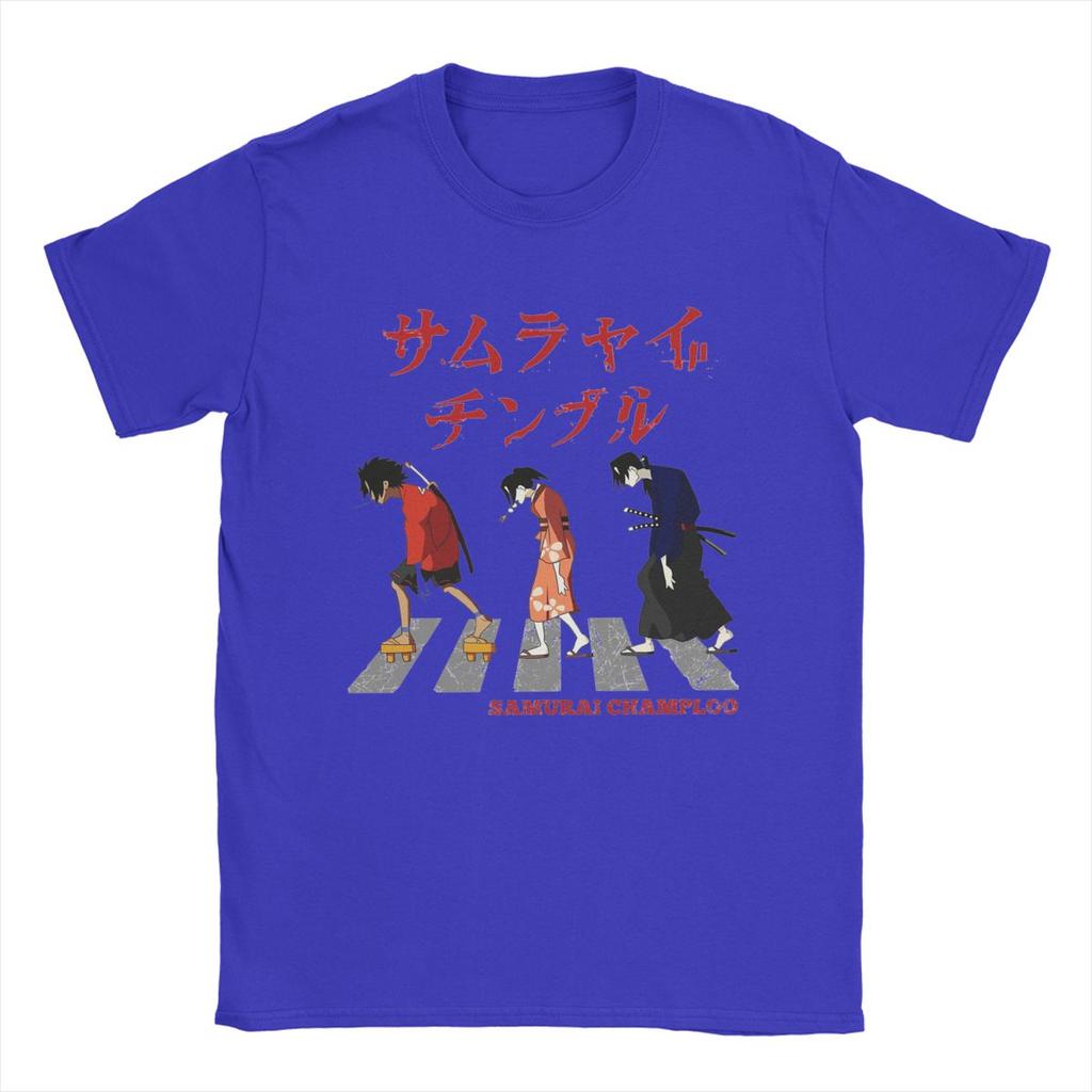 Samurai Champloo Walking Fuu Mugen Jin Футболки Мужские Чистый Хлопок Забавные Футболки Футболки с Круглым Вырезом Одежда с Коротким Рукавом С Принтом