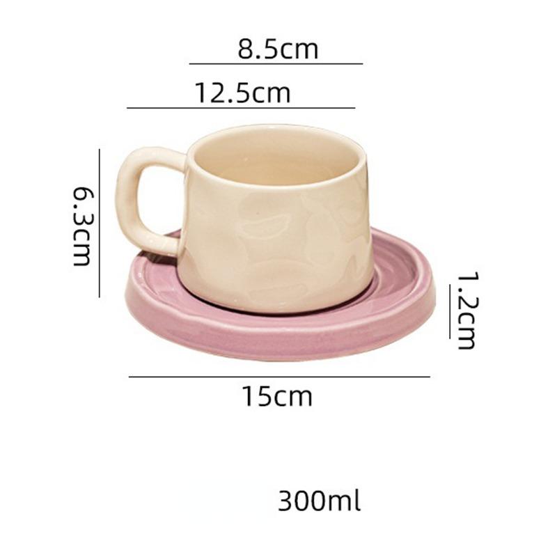 300ML Ceramic Coffee Mug with Saucer Breakfast Milk Mug Home Office Water Cup Latte Coffee Cup Afternoon Teacup Birthday Gifts