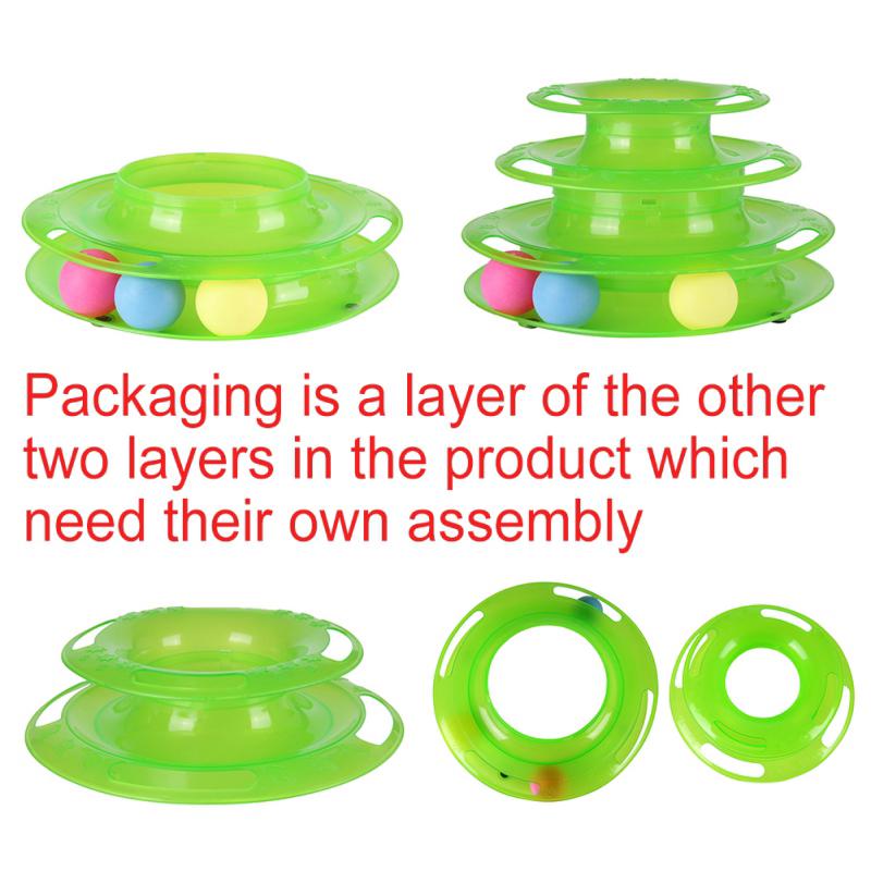 Три уровня Pet Cat Toy Tower Tracks Disc Cat Intelligence Развлечение Triple Pay Disc Игрушки для кошек Мяч Тренировочная тарелка