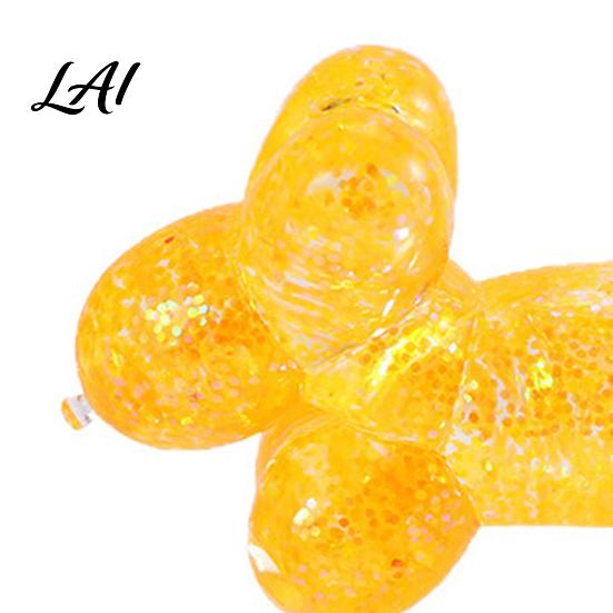 Soft Stress Ball Glitter Balloon Dog Squeeze Toy Relief Transparent Sensory Relaxation Toy Stretchy Animal Shape Fidget for Home Office Classroom