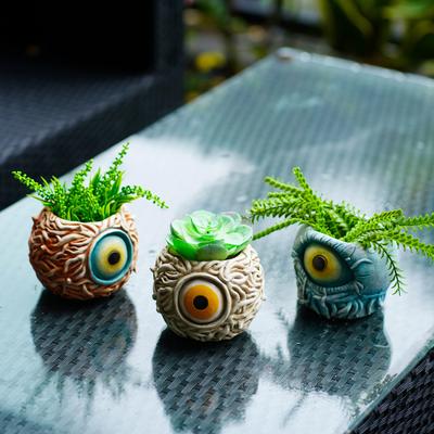 Горшок для растений Monster Eye, креативный уникальный горшок для растений, горшок для суккулентов из смолы с дренажем, для декора сада на открытом воздухе и домашнего декора