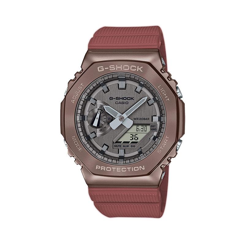 Casio Кастомизированные часы, модифицированная серия Farmer Iron Tree, Электронный механизм, Резиновый ремешок, Унисекс-модель, Циферблат цвета Gunmetal, GM-2100MF-5