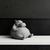 Healing Desktop Figurines 3D Printed Chubby Hippo Figurine, Lazy Hippopotamus Statue, Cute Room Decor for Desk Animal Ornament Home Office Small