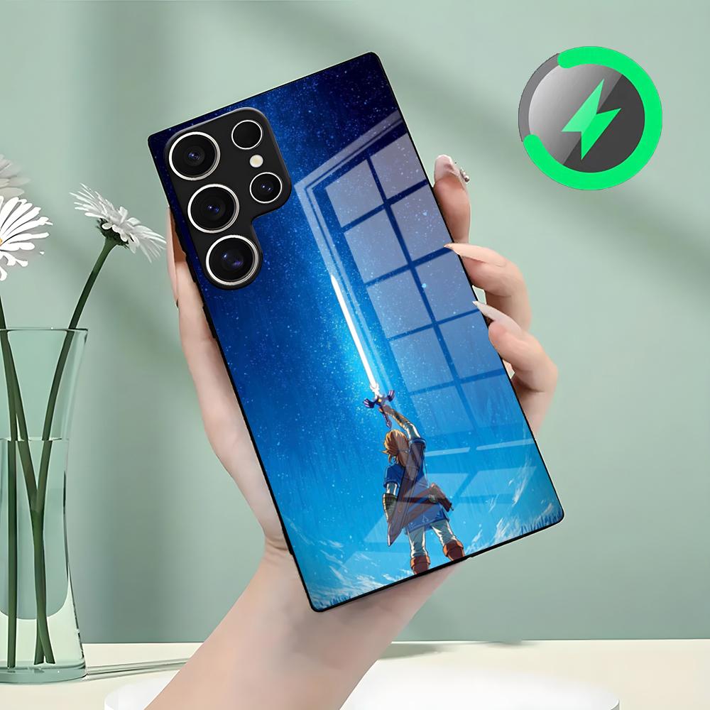 Чехол для телефона Zel-da-ES Для Samsung S26 S25 S24 S23 S22 S21 S20 Edge Ultra Plus FE Для Magsafe Стеклянный чехол