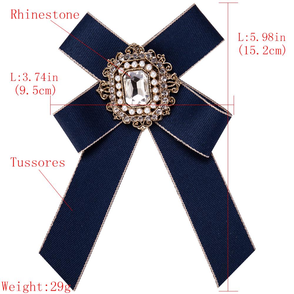 Woman Elegant Brooch Bowknot Shimmer Artificial Diamond Cloth Bow Corsage with Pin Skirt Decoration