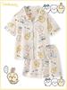 Chiikawa Women's Summer Pure Cotton Pajamas - Cute Usagi Hachi Short Sleeve Homewear for Spring and Autumn