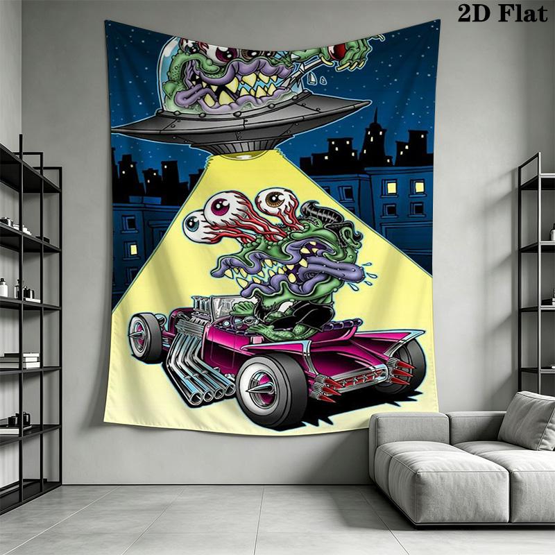 Alien Invasion 2D Flat Tapestry Tapestry Fashion Print Wallmounted Work Of Art Wall Covering Decoration Christmas Gift