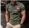 3D Printed American Flag Polo Shirt Colored Geometric T-Shirt Summer Street Summer Loose