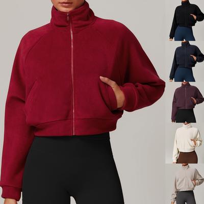 Женская мода стоячий воротник одежда для йоги теплая куртка женская беговая ветрозащитная верхняя часть мягкая спортивная фитнес-куртка
