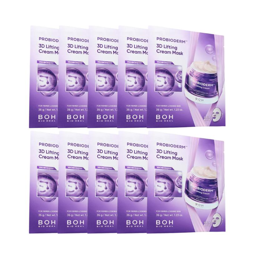 BIOHEAL BOH Probioderm 3D Лифтинг-крем-маска Специальный набор 8+2 листа Укрепляющий уход и уход за эластичностью