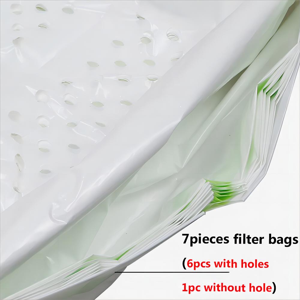 7 Pcs Set Pet Cat Litter Bag Thickened Hidden Drawstring With Filter Large Capacity Lazy Pet Poop Bag Cleaning Supplies Waste Disposal Scoop