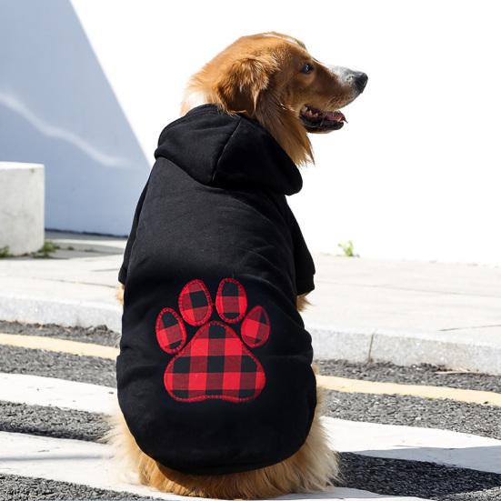 Dog Hoodies Plaid Love Heart Pattern Warm Fashion Pullover Pet Sweatshirt Winter Two-legged Clothes for Small Medium Large Dogs