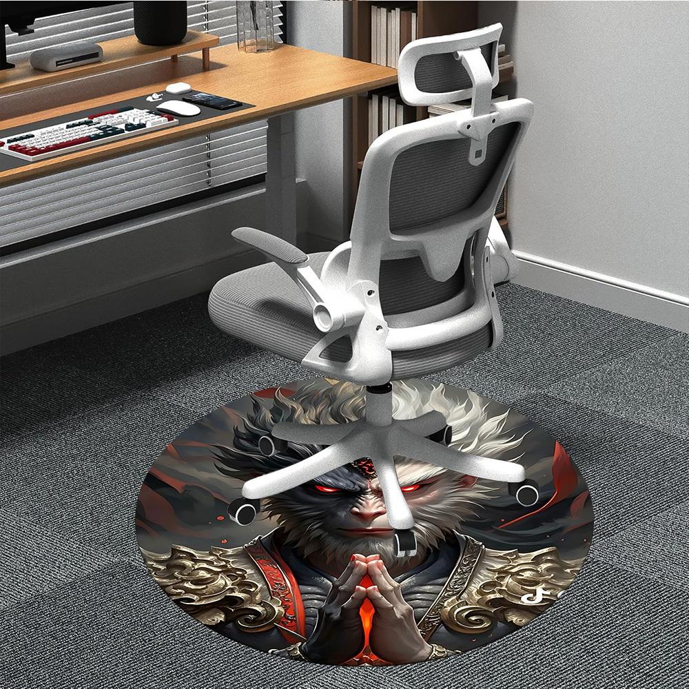 1PC Black Myth: Wukong Office Round Area Rug, Indoor Mat Suitable For Office, Under Office Chairs Bedroom Living Room Home Decor DT1212045
