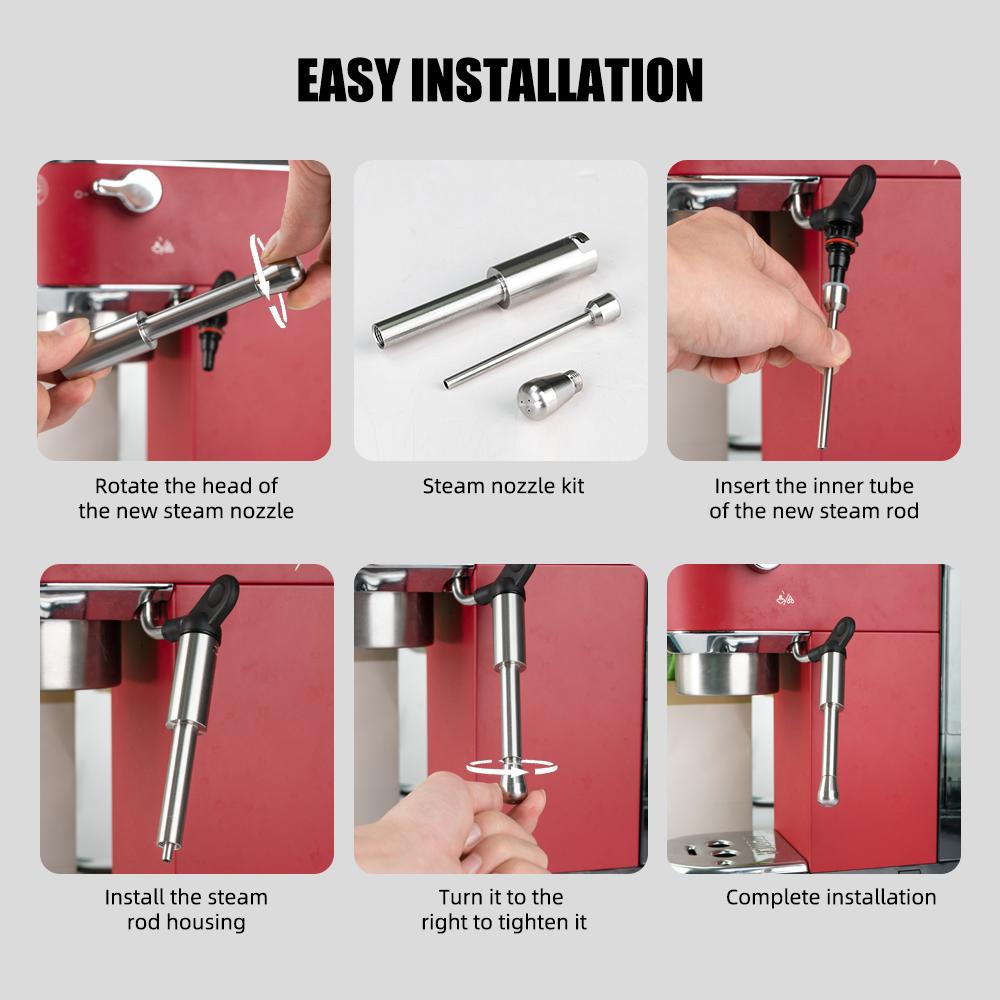 Coffee Maker Steam Nozzle Steam Wand Nozzle Stainless Steel Multiple Holes Tip Milk Foam Spout Compatible With Delonghi EC685 3
