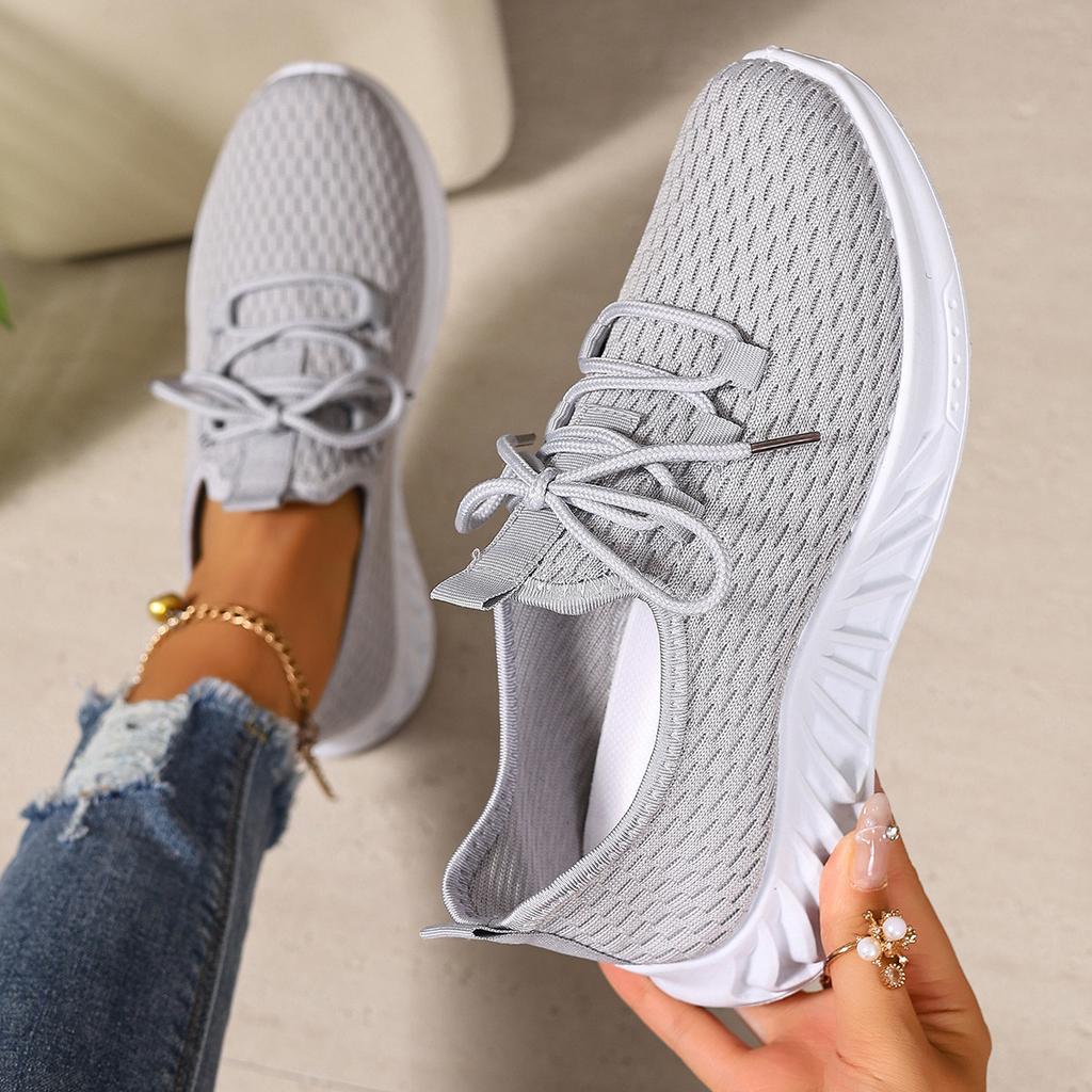 Shoes Women's Summer New Comfortable Women's Sports Shoes Mesh Breathable Lace-up Soft Sole Casual Fashion Women's Single Shoes