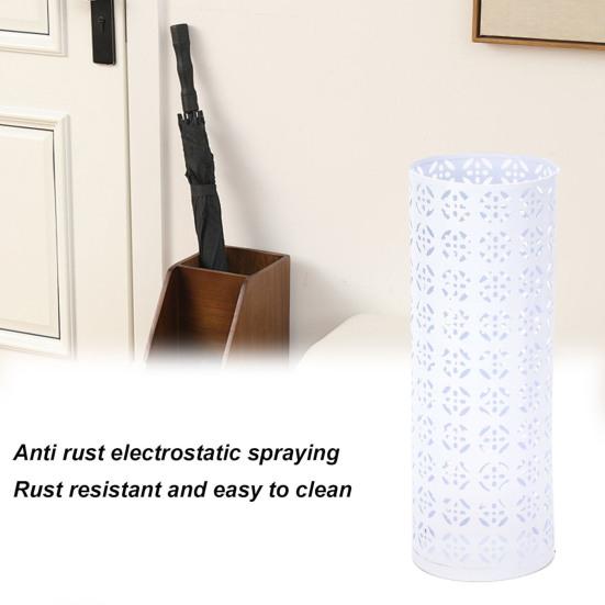 Umbrella Stand Rack Rustproof Corrosion Resistant Compact Design Metal Hollowed Freestanding Round Umbrella Holder Organizer Bin