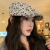 Ретро леопардовый принт обратная вперед шляпа женская осень и зима универсальный нишевый берет большая окружность головы показать лицо маленькая шляпа