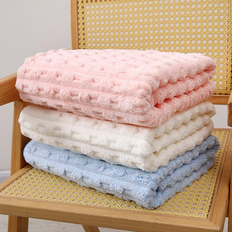 New Bamboo Fiber Extra-Large Thick Coral Fleece Bath Towel - Soft Couple's Style