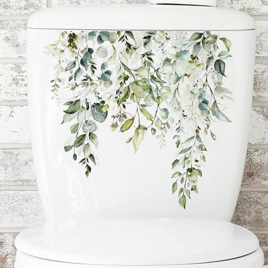 Наклейка на крышку сиденья унитаза, самоклеющаяся, сильная липкость, водонепроницаемая, съемная, листья растений, цветы, наклейка на крышку унитаза