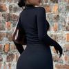 Женские платья с длинными рукавами, черное сексуальное клубное облегающее мини-платье Y2k, женское корейское короткое платье с высокой талией, базовое осенне-зимнее платье